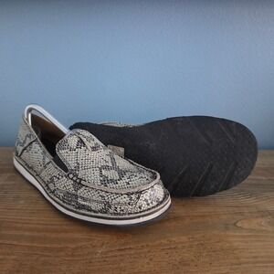 Ariat Womens Cruiser Slip On Shoes Snake Print Moc Toe Cream Black 11 B